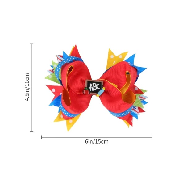 Back To School Bow Hair Clip Perfect Hair Accessory for Baby Toddlers and Girls - Picture 4 of 4